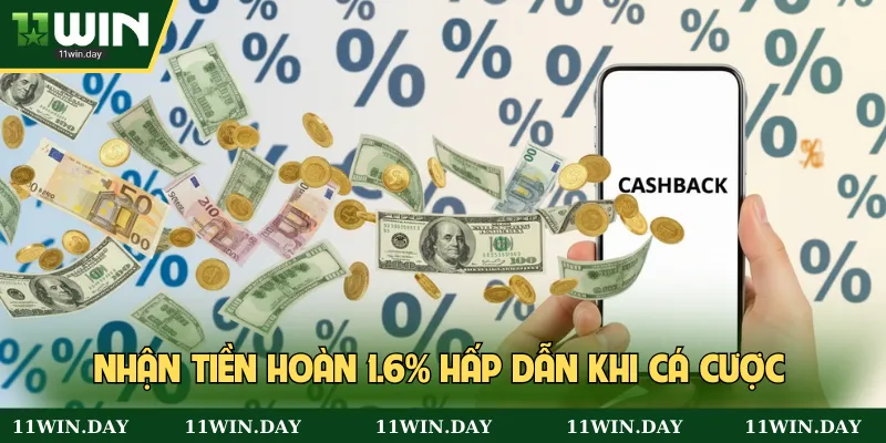 Nhận tiền hoàn 1.6% hấp dẫn khi cá cược